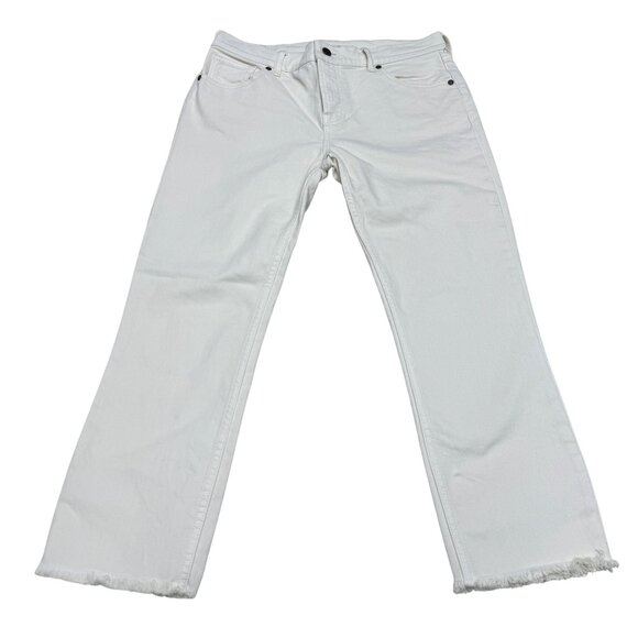 Johnny Was Denim - Johnny Was The Cropped Boyfriend Jean Women's Off White Pants Fray Hem, Size 27